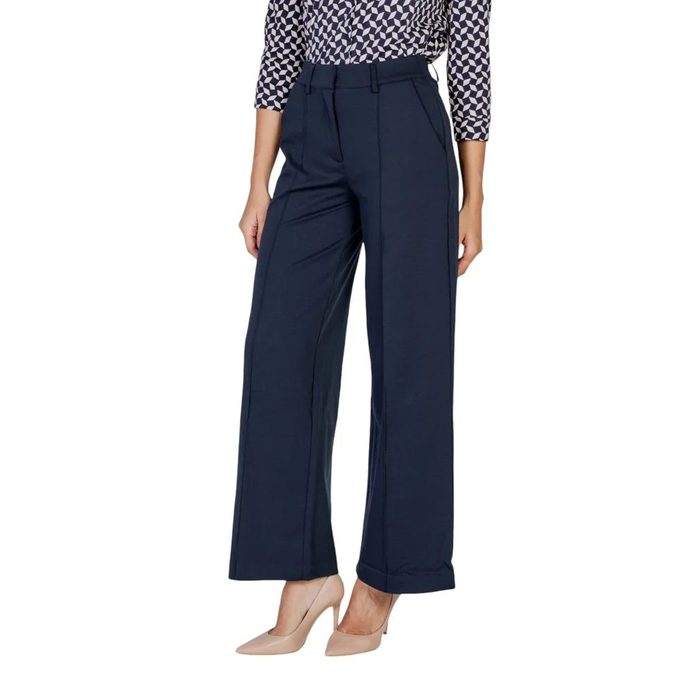 ICHI Blue Polyester Pant - XL - Trousers