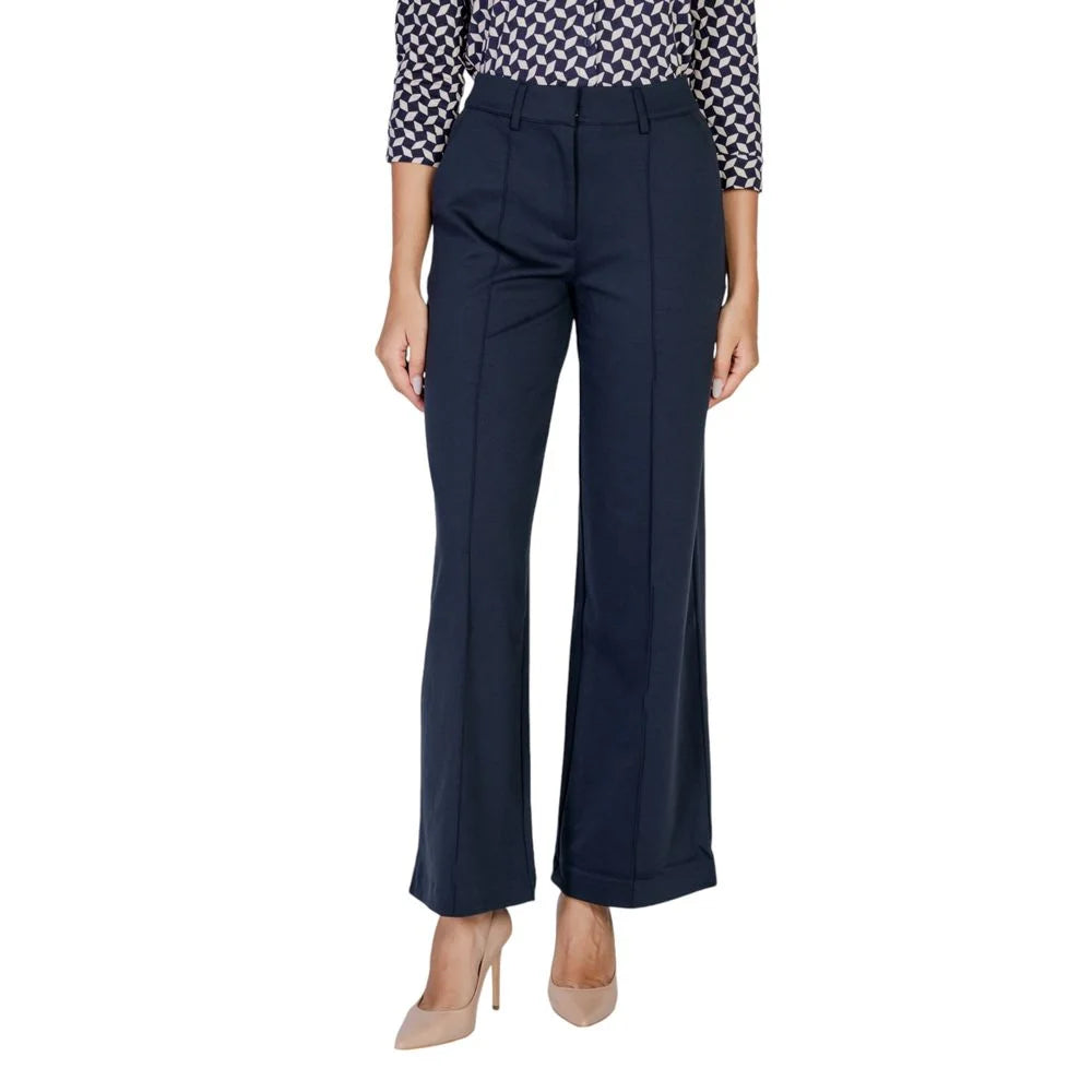 ICHI Blue Polyester Pant - XL - Trousers