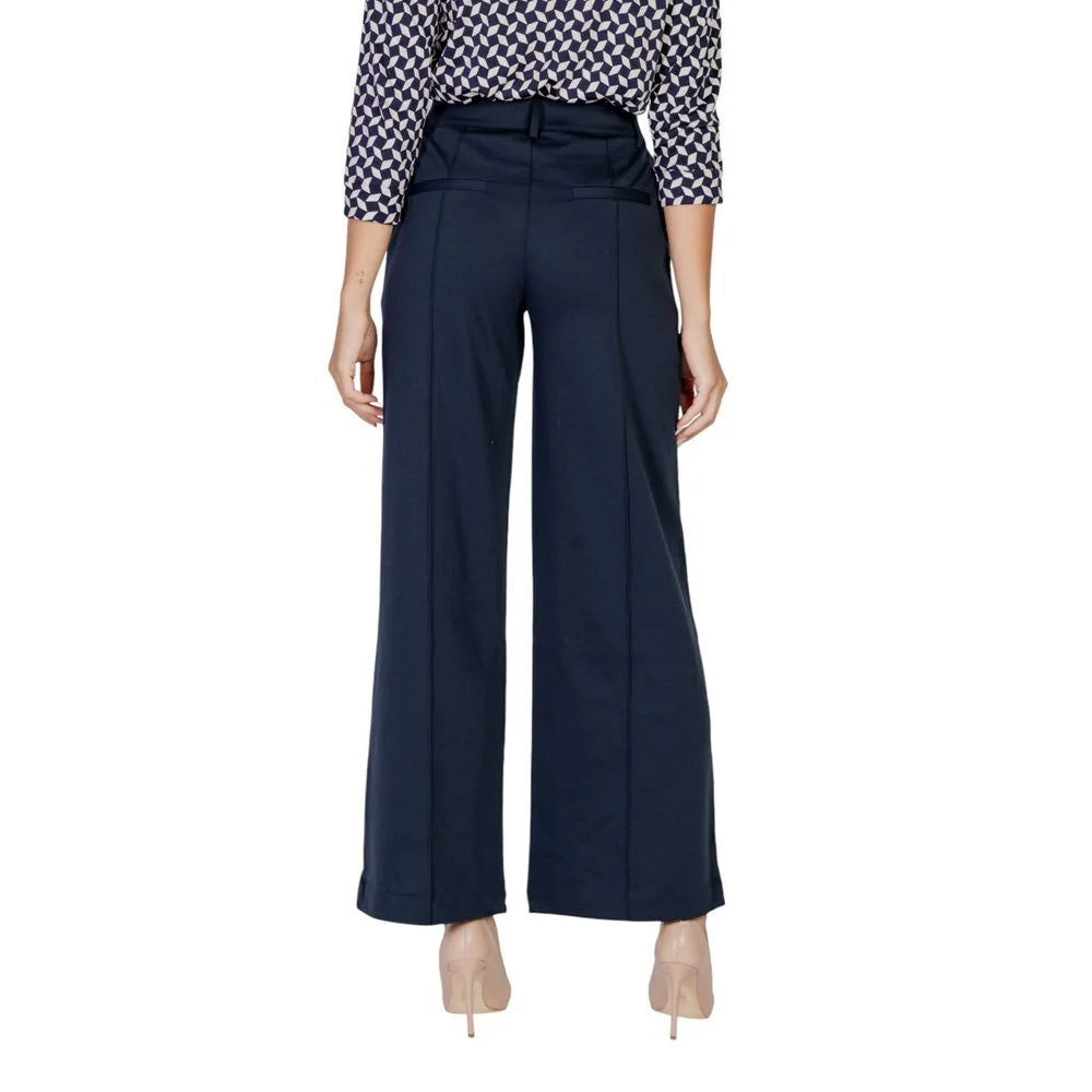ICHI Blue Polyester Pant - XL - Trousers