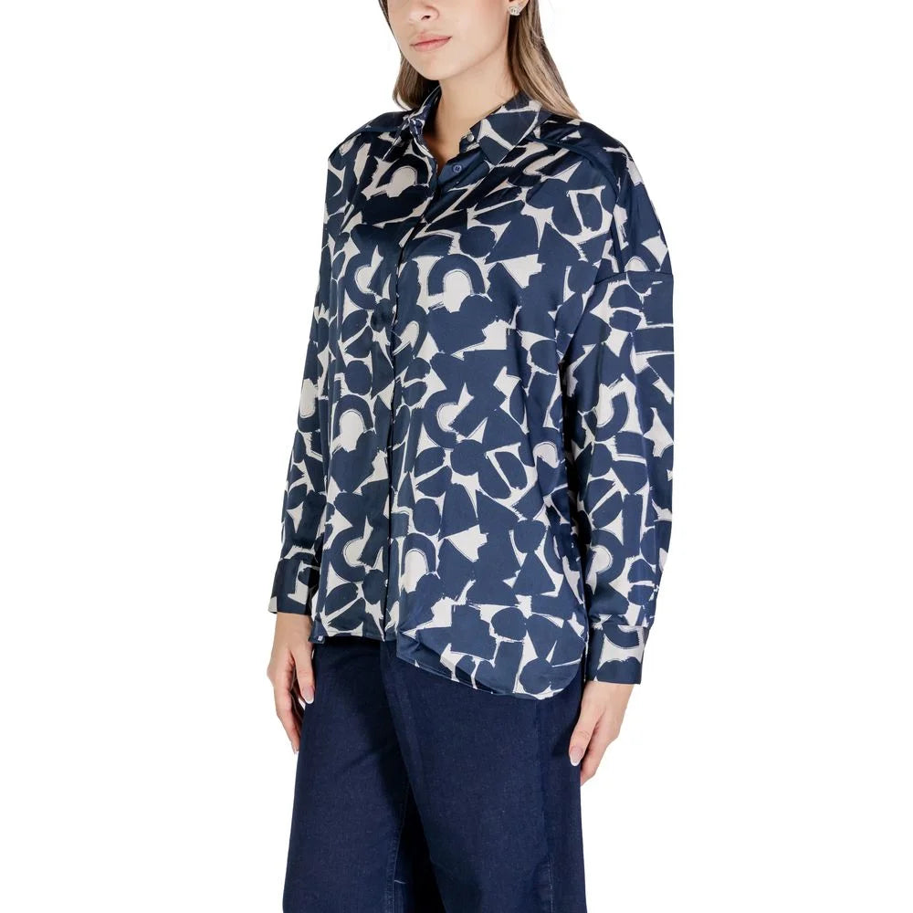 ICHI Blue Polyester Shirt - IT36|XXS - Shirts