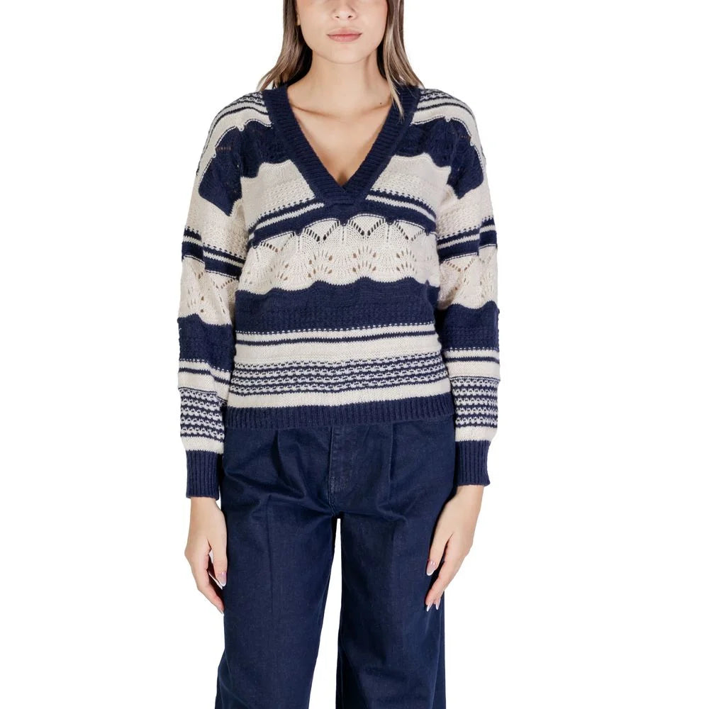 ICHI Blue Recycled Polyester Sweater - Sweaters