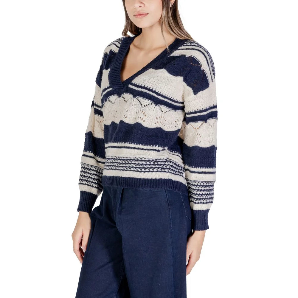 ICHI Blue Recycled Polyester Sweater - Sweaters