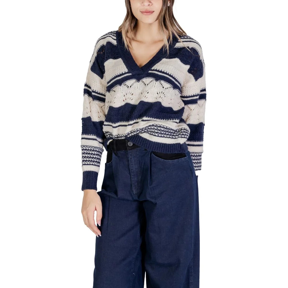 ICHI Blue Recycled Polyester Sweater - Sweaters