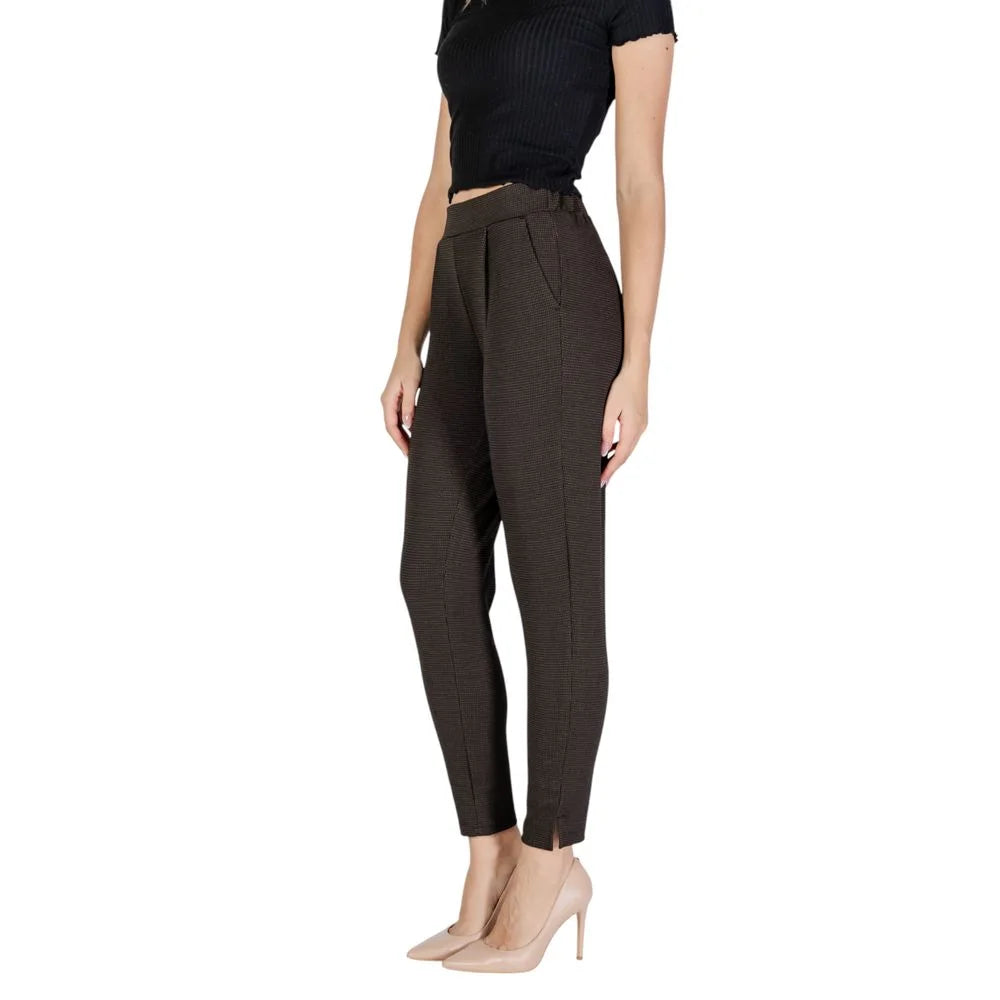 ICHI Brown Polyester Pant - Trousers