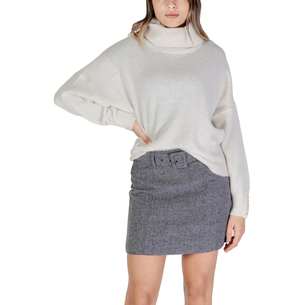 ICHI Cream Marabou Turtleneck - Sweaters