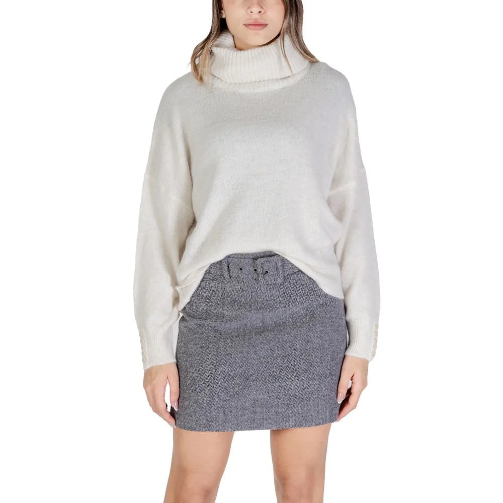 ICHI Cream Marabou Turtleneck - Sweaters