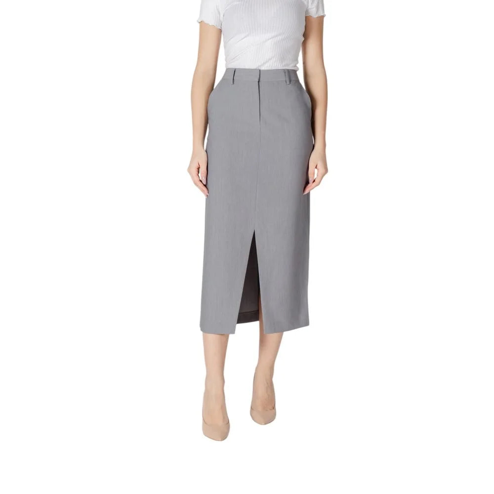 ICHI Gray Polyester Long - Skirts