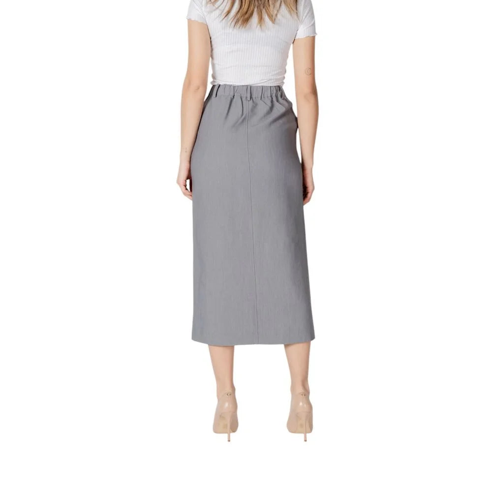 ICHI Gray Polyester Long - Skirts