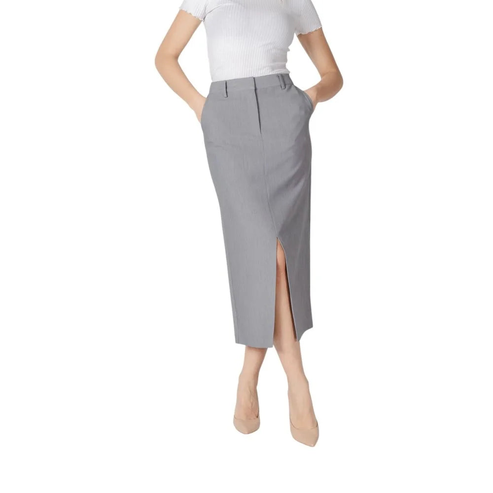 ICHI Gray Polyester Long - Skirts