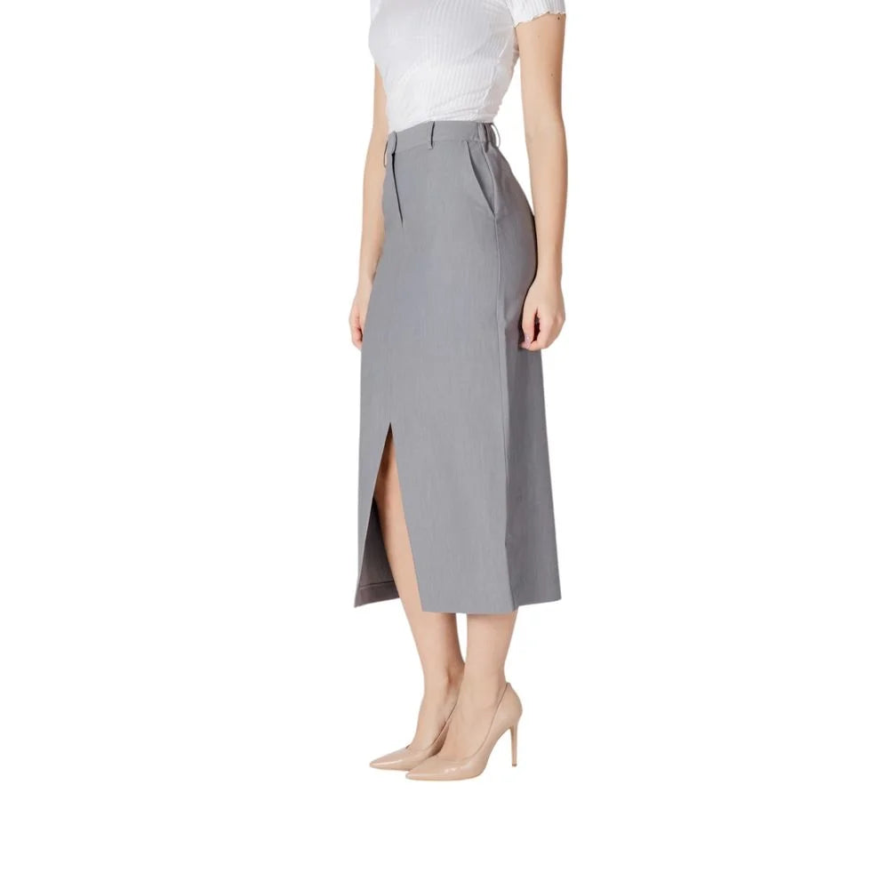 ICHI Gray Polyester Long - Skirts