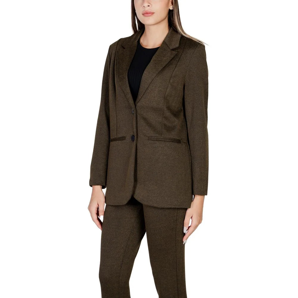 ICHI Green Polyester Blazer - IT42|M - Coats & Jackets
