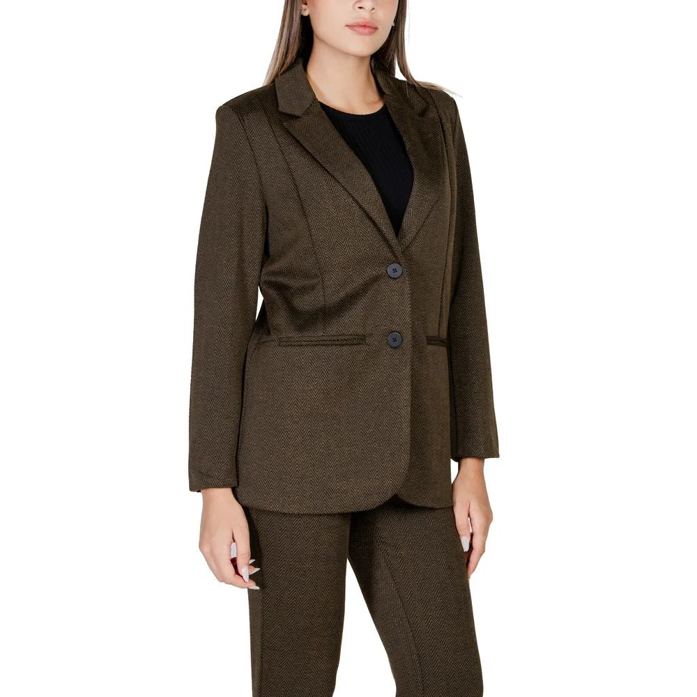 ICHI Green Polyester Blazer - IT42|M - Coats & Jackets
