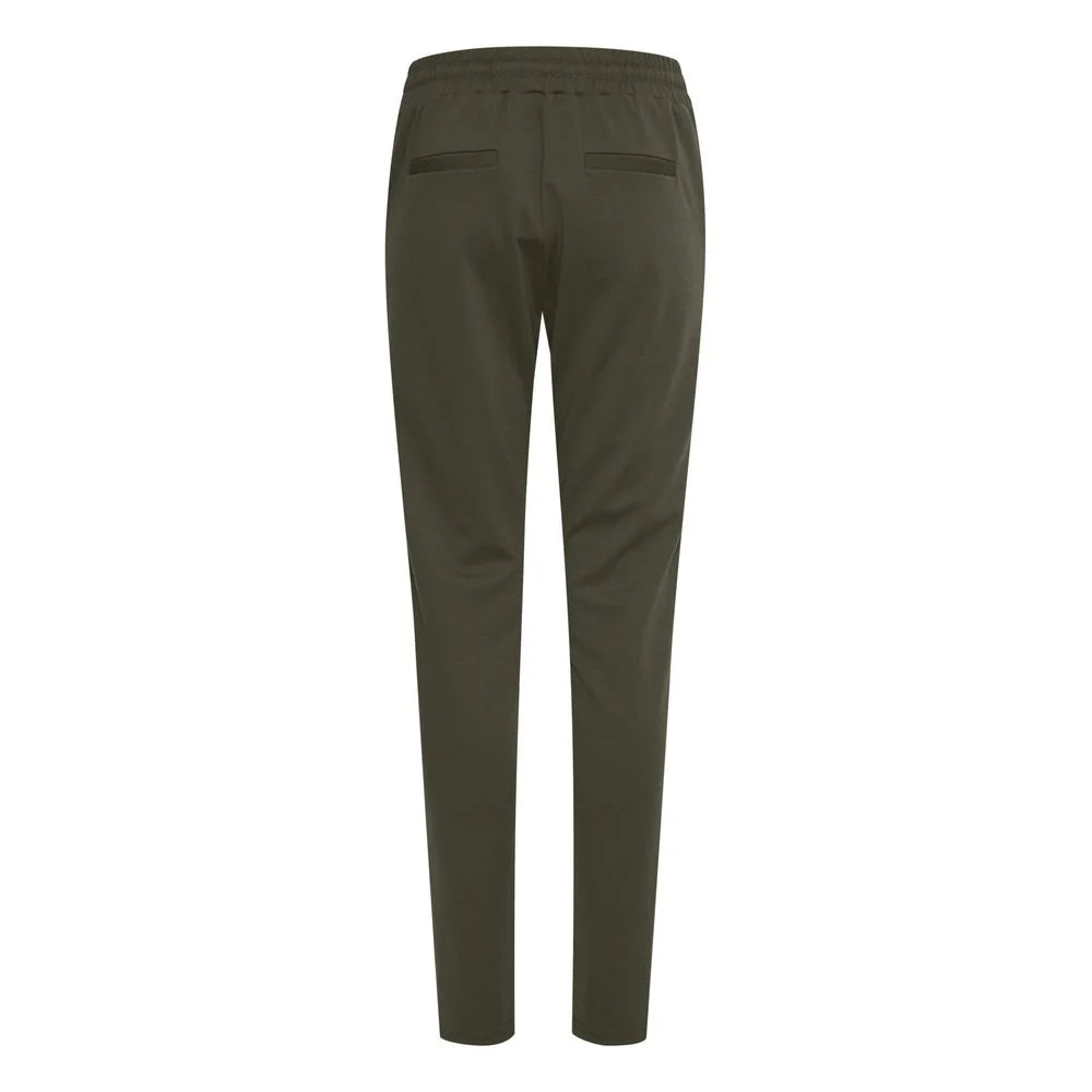ICHI Green Polyester Pant - Trousers