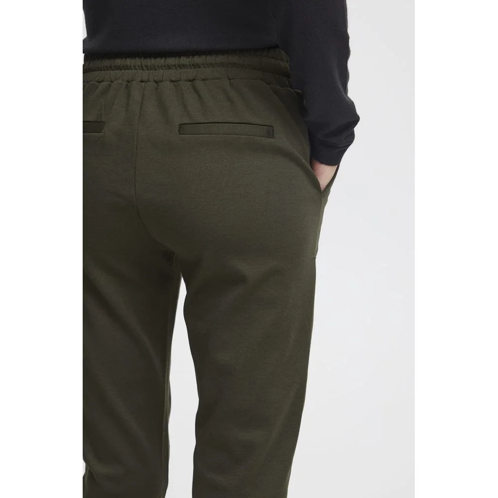 ICHI Green Polyester Pant - Trousers