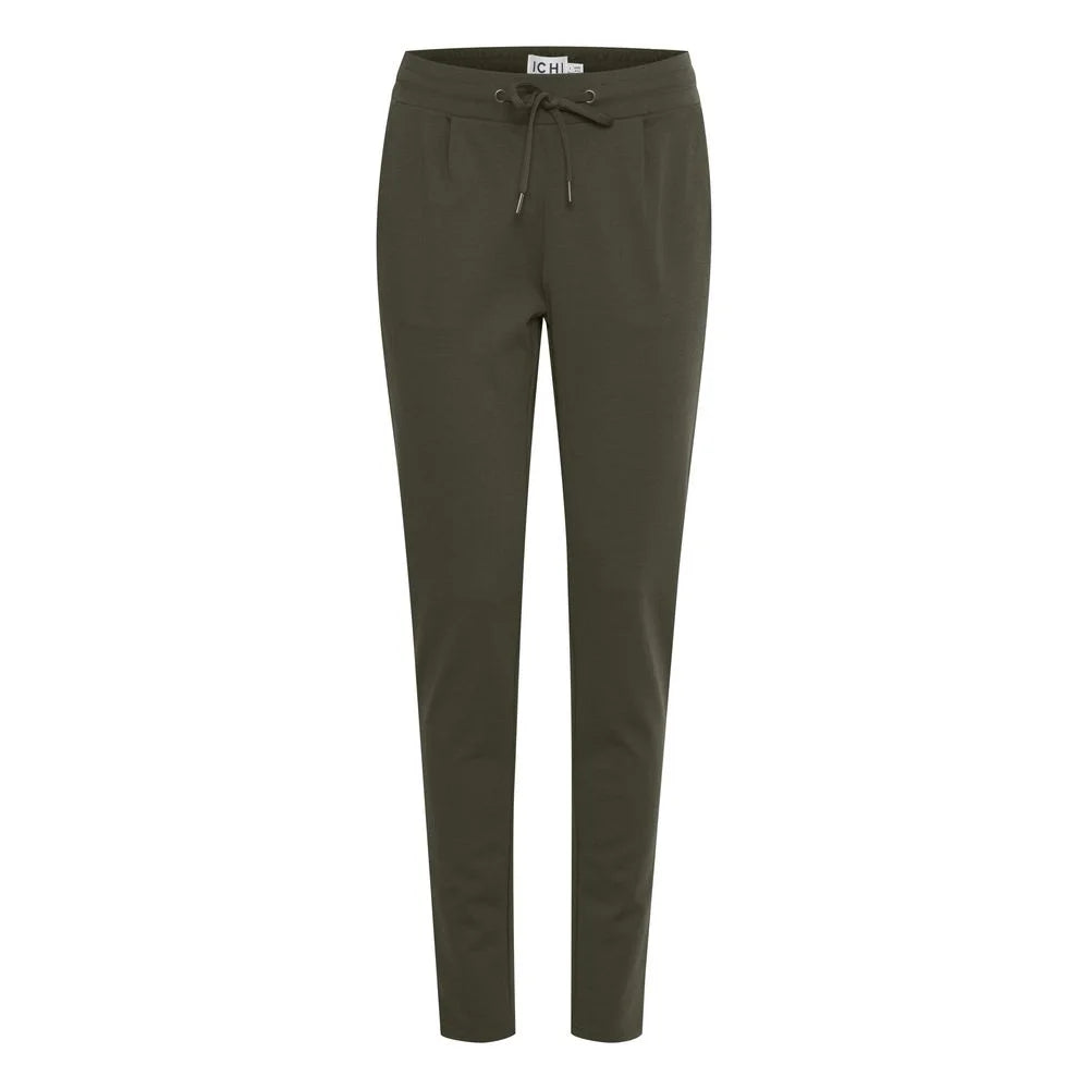 ICHI Green Polyester Pant - Trousers