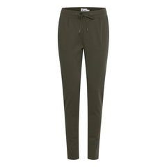 ICHI Green Polyester Pant - Trousers