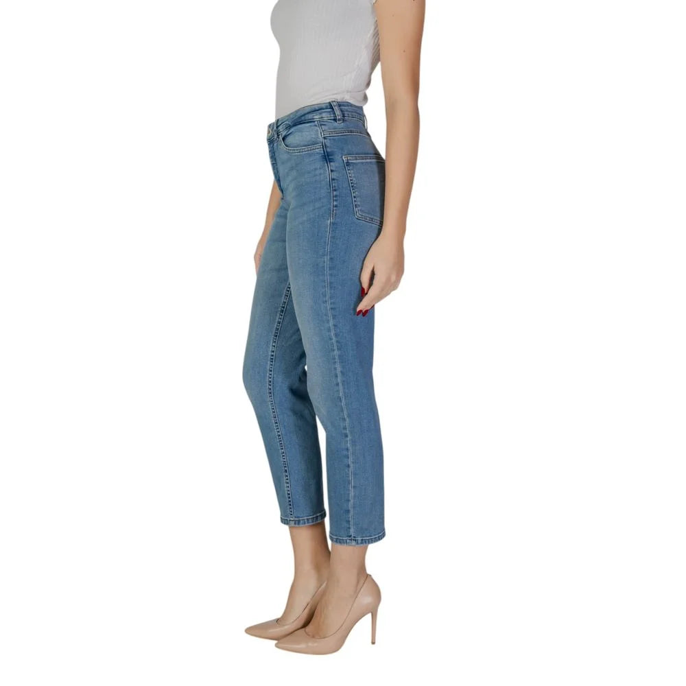 ICHI Light Blue Cotton Mom Jean - Jeans
