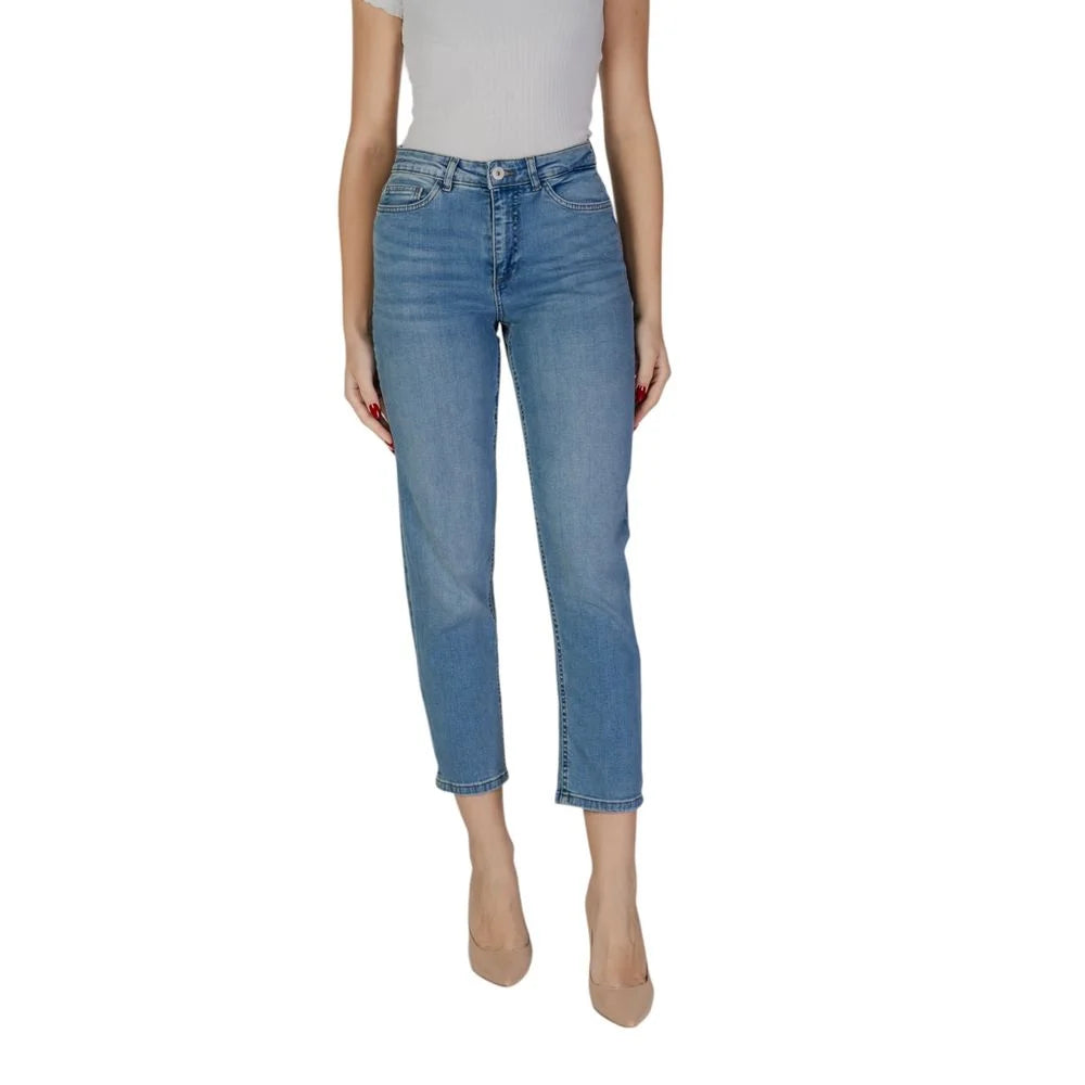 ICHI Light Blue Cotton Mom Jean - Jeans