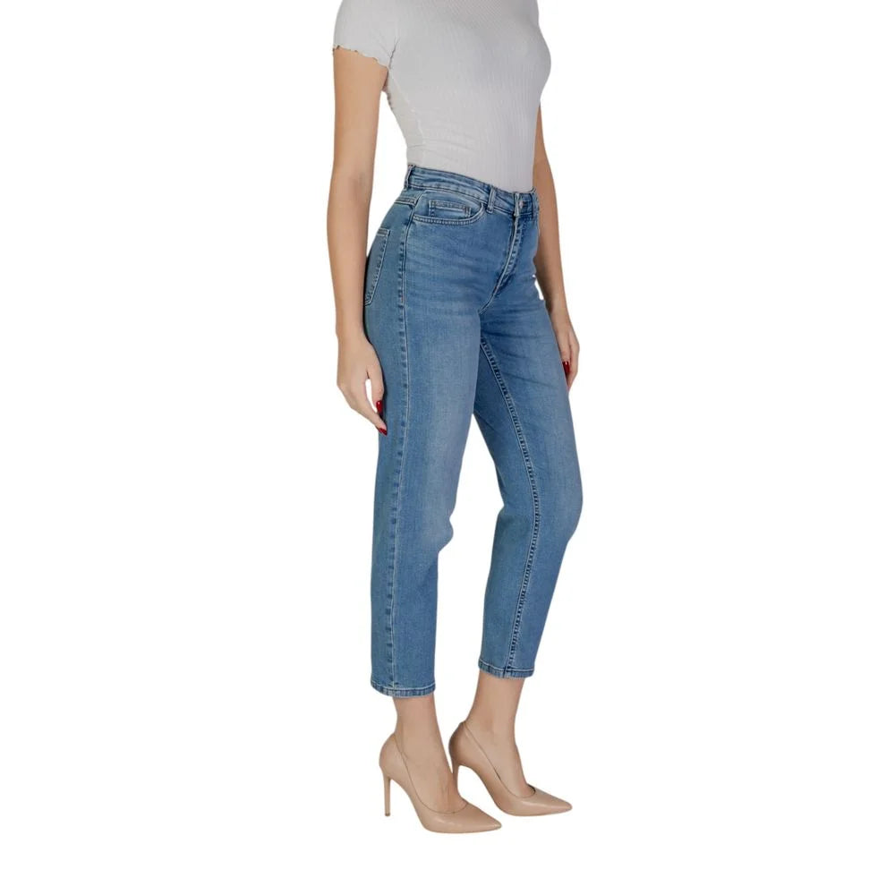 ICHI Light Blue Cotton Mom Jean - Jeans
