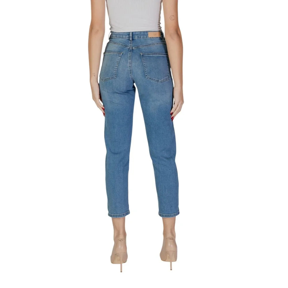 ICHI Light Blue Cotton Mom Jean - Jeans