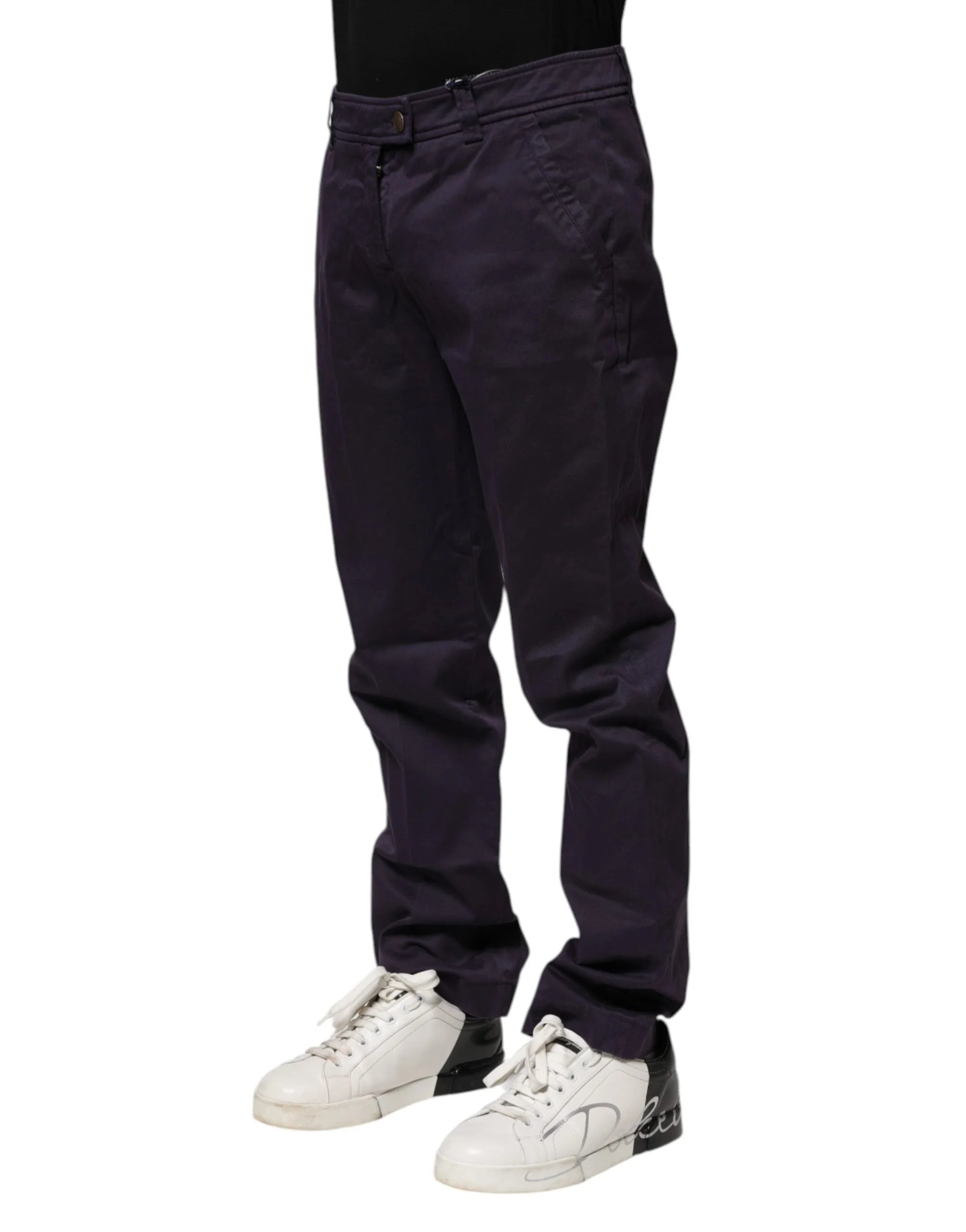 Incotex Dark Purple Mid Waist Casual Straight Pants - IT44 | XS - Chinos