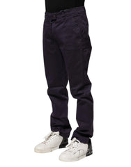 Incotex Dark Purple Mid Waist Casual Straight Pants - IT44 | XS - Chinos