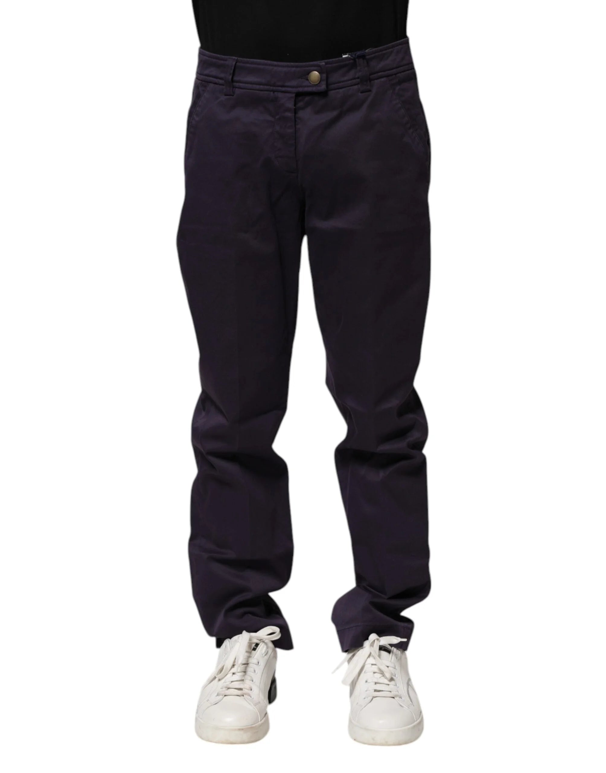 Incotex Dark Purple Mid Waist Casual Straight Pants - IT44 | XS - Chinos
