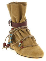 Isabel Marant Beige Calfskin Ankle Boots - EU40/US10