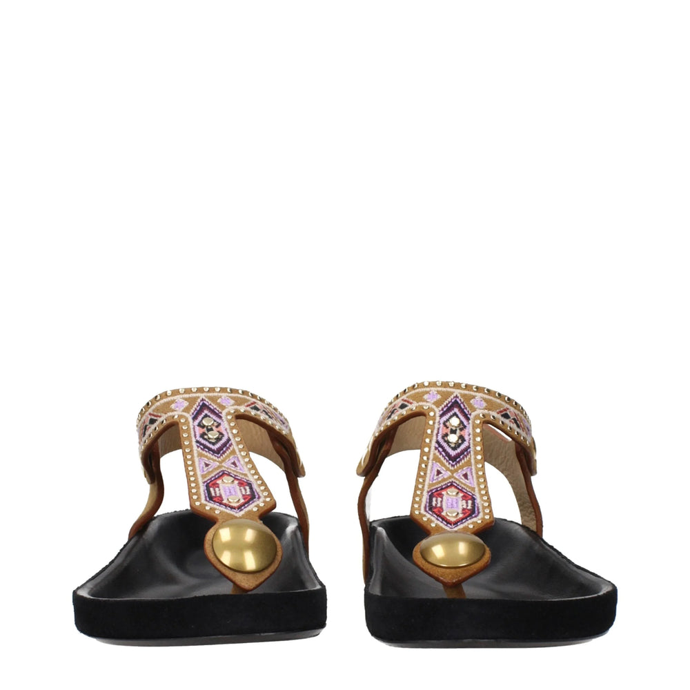 Isabel Marant Beige Leather Flip-Flop Sandals