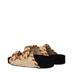 Isabel Marant beige raffia slippers sandaler