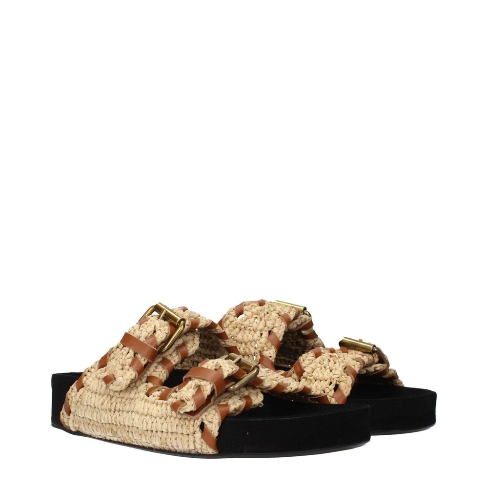 Isabel Marant beige raffia slippers sandaler