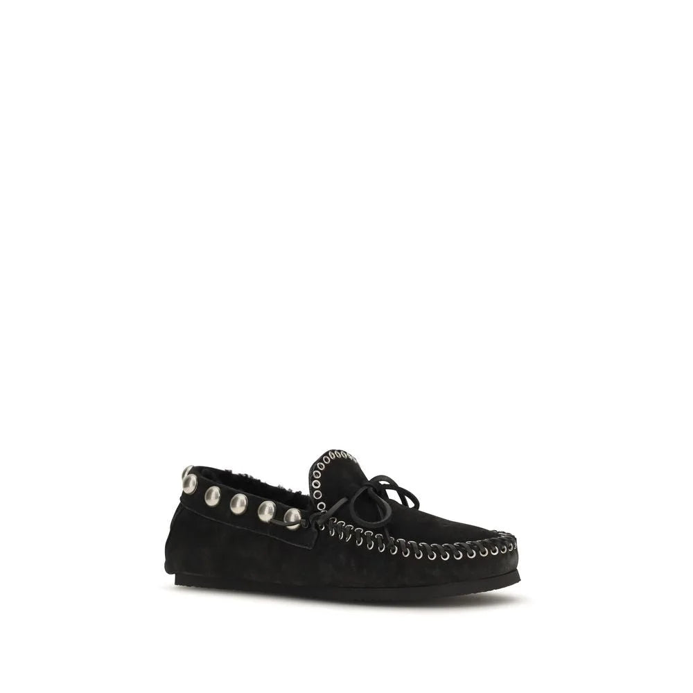 Isabel Marant Black Calf Leather Bos Taurus Slip-On Loafers