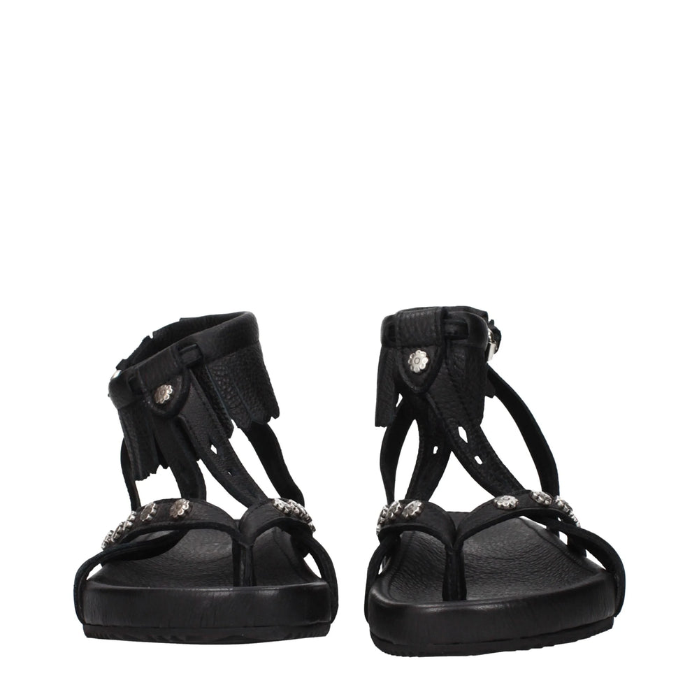 Isabel Marant Black Leather Flat Sandals