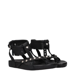 Isabel Marant Black Leather Flat Sandals