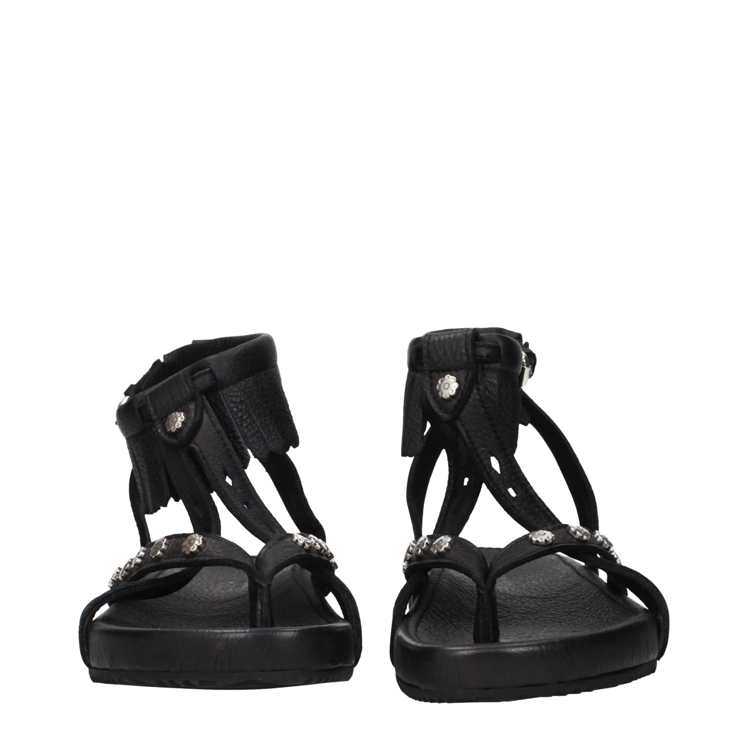 Isabel Marant Black Leather Flat Sandals