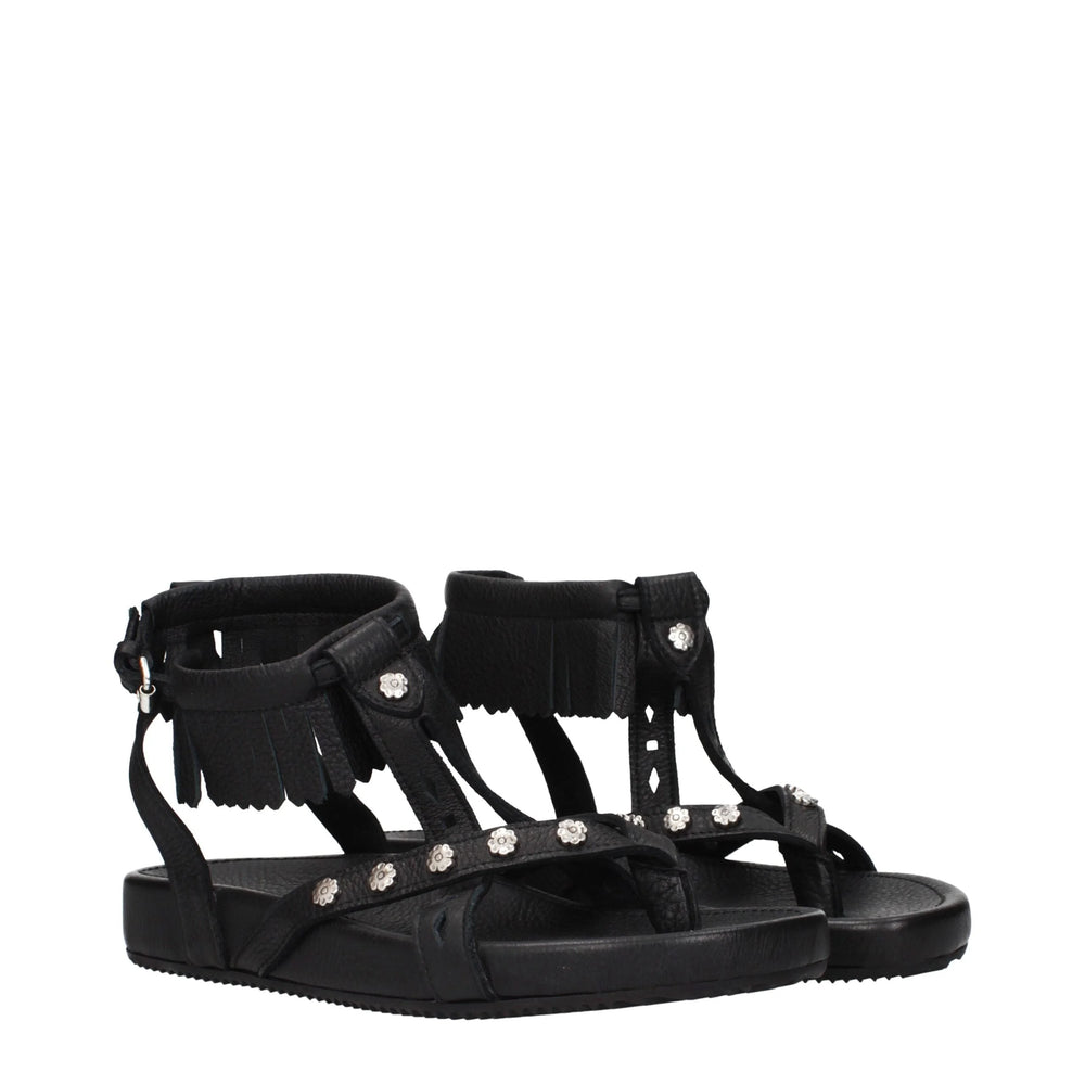 Sandales plates en cuir noir Isabel Marant