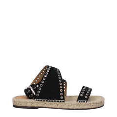 Isabel Marant Black Leather Flat Sandals - EU36/US6
