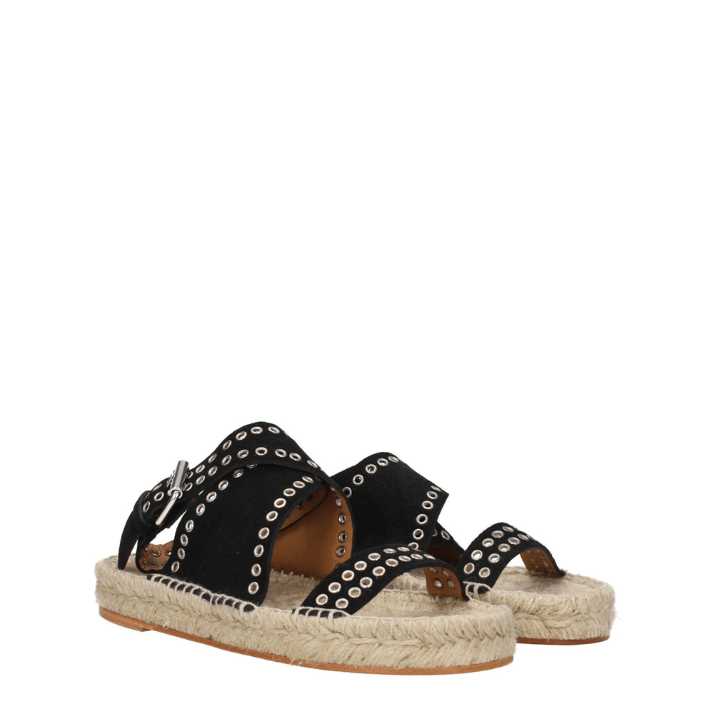 Isabel Marant Black Leather Flat Sandals - EU36/US6