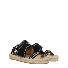 Isabel Marant Black Leather Flat Sandals - EU36/US6