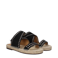 Isabel Marant Black Leather Flat Sandals - EU36/US6 - Sandals