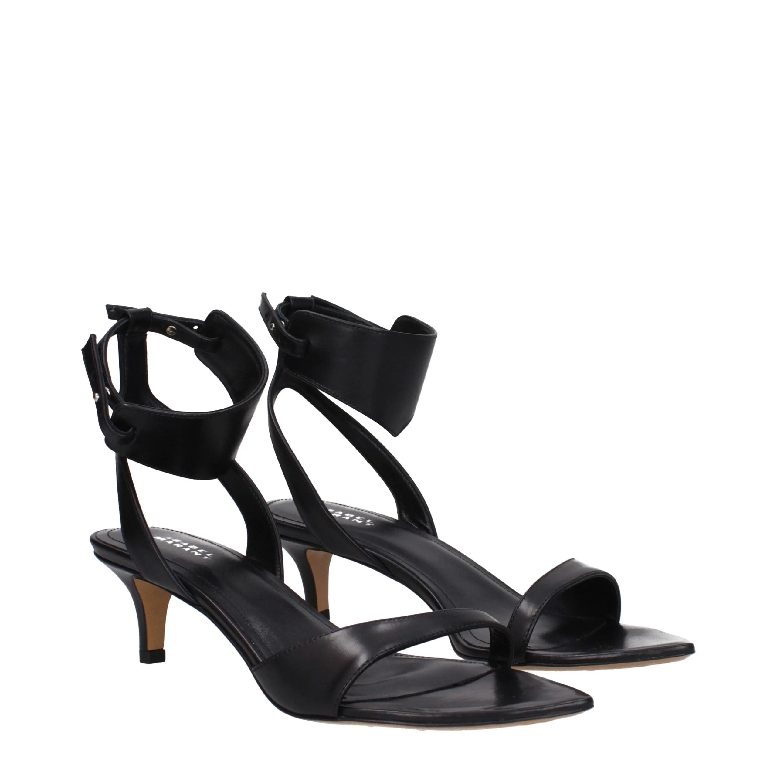 Isabel Marant Black Leather Flat Sandals - EU37/US7 - Sandals