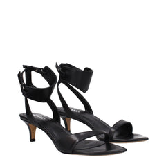 Isabel Marant Black Leather Flat Sandals - EU37/US7 - Sandals