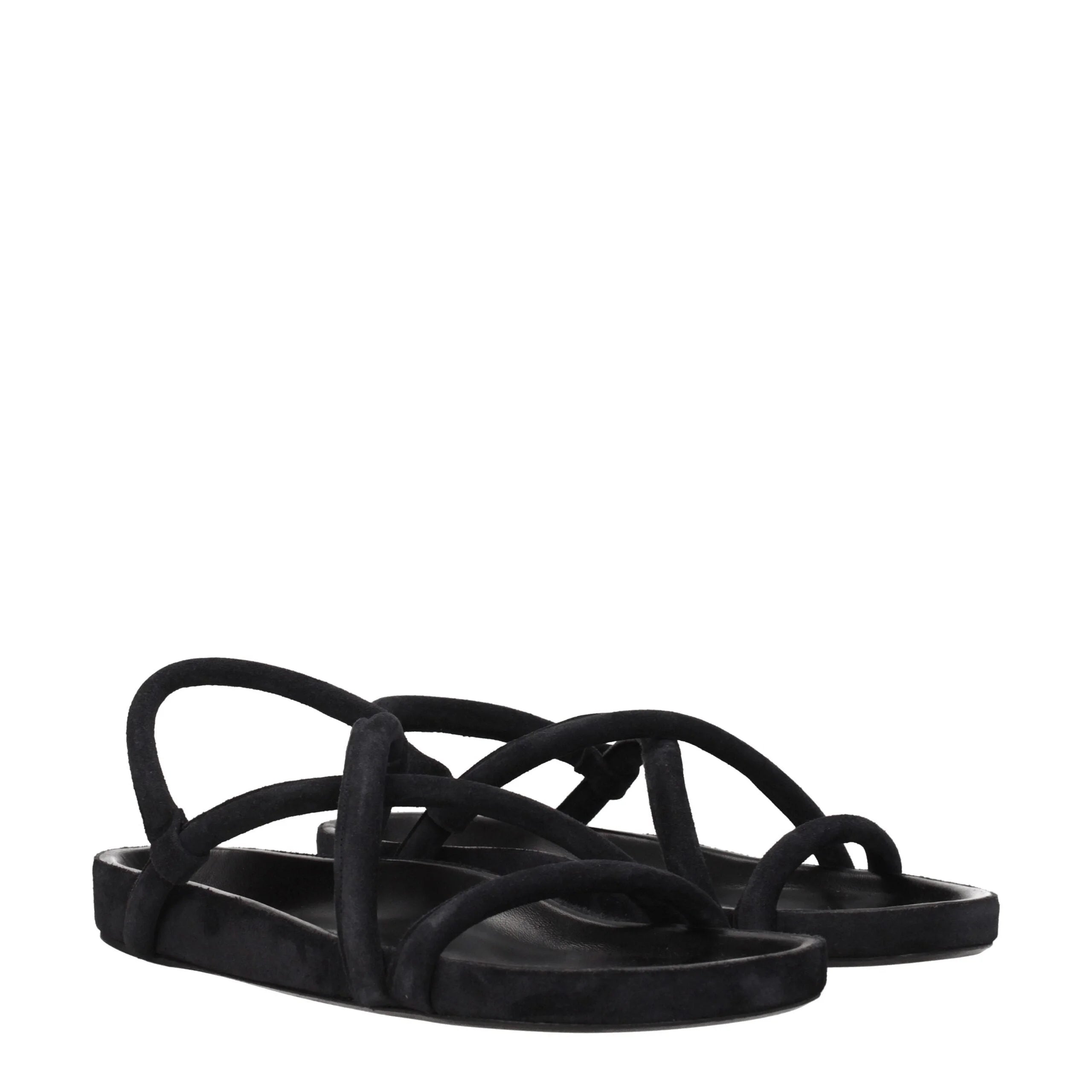Isabel Marant Black Leather Flat Sandals - EU41/US8