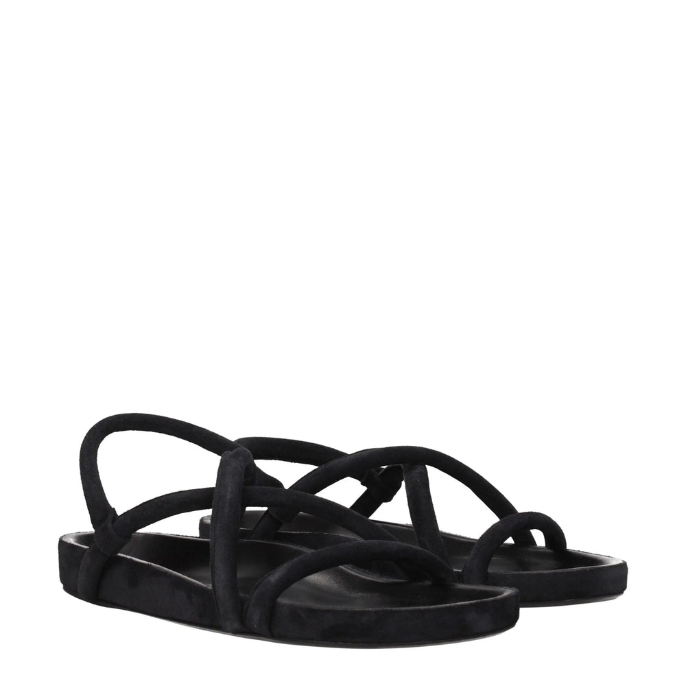Isabel Marant Black Leather Flat Sandals - EU41/US8
