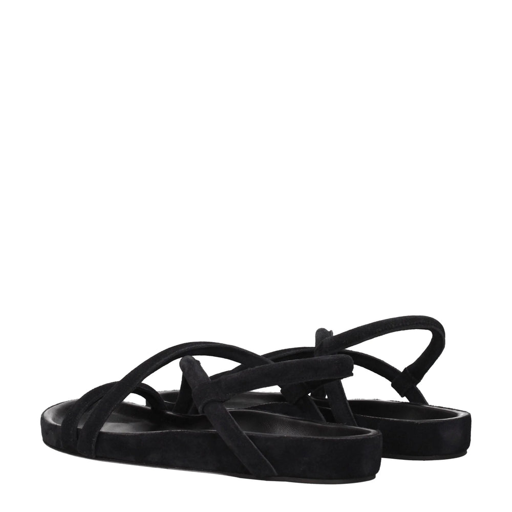 Isabel Marant Black Leather Flat Sandals - EU41/US8