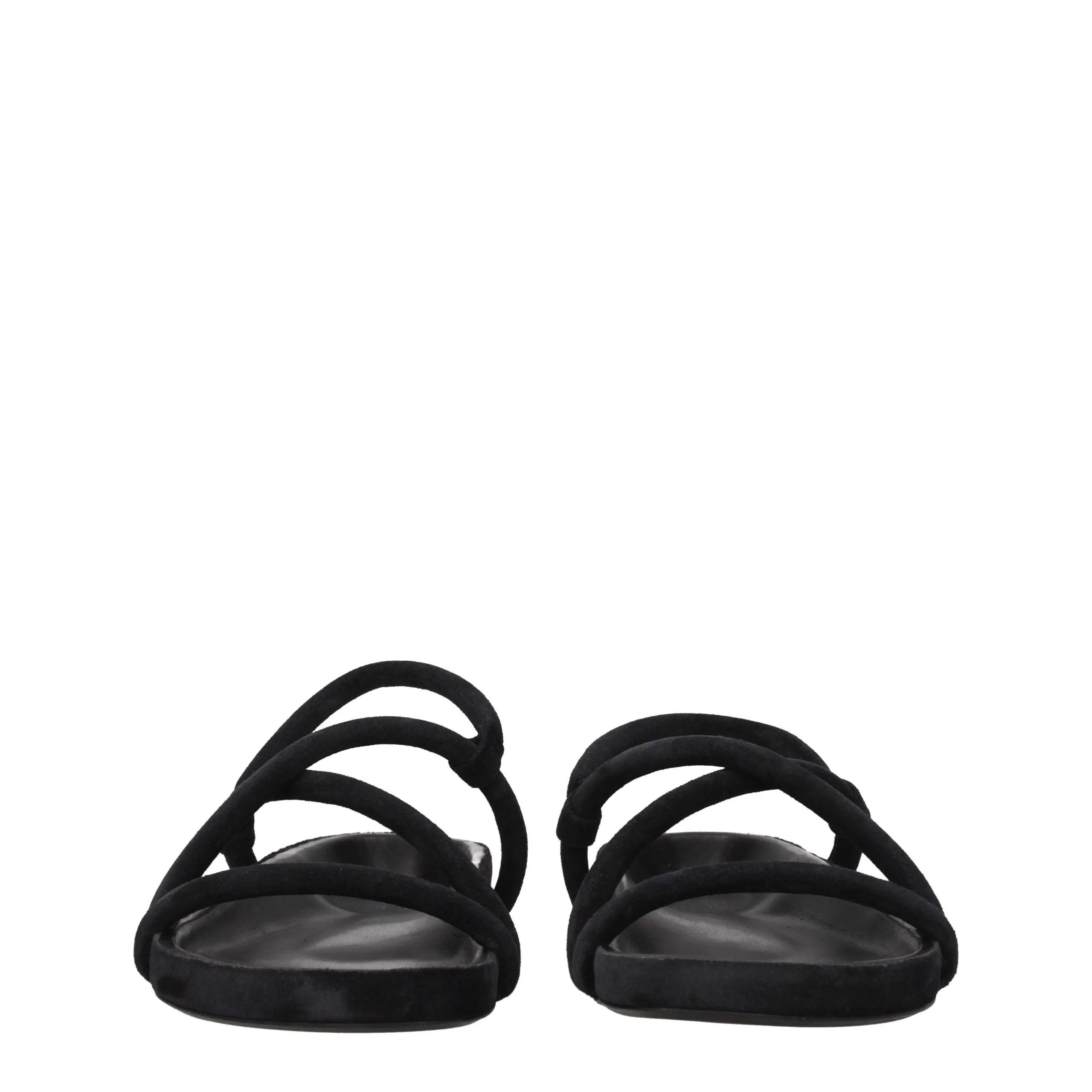 Isabel Marant Black Leather Flat Sandals - EU41/US8