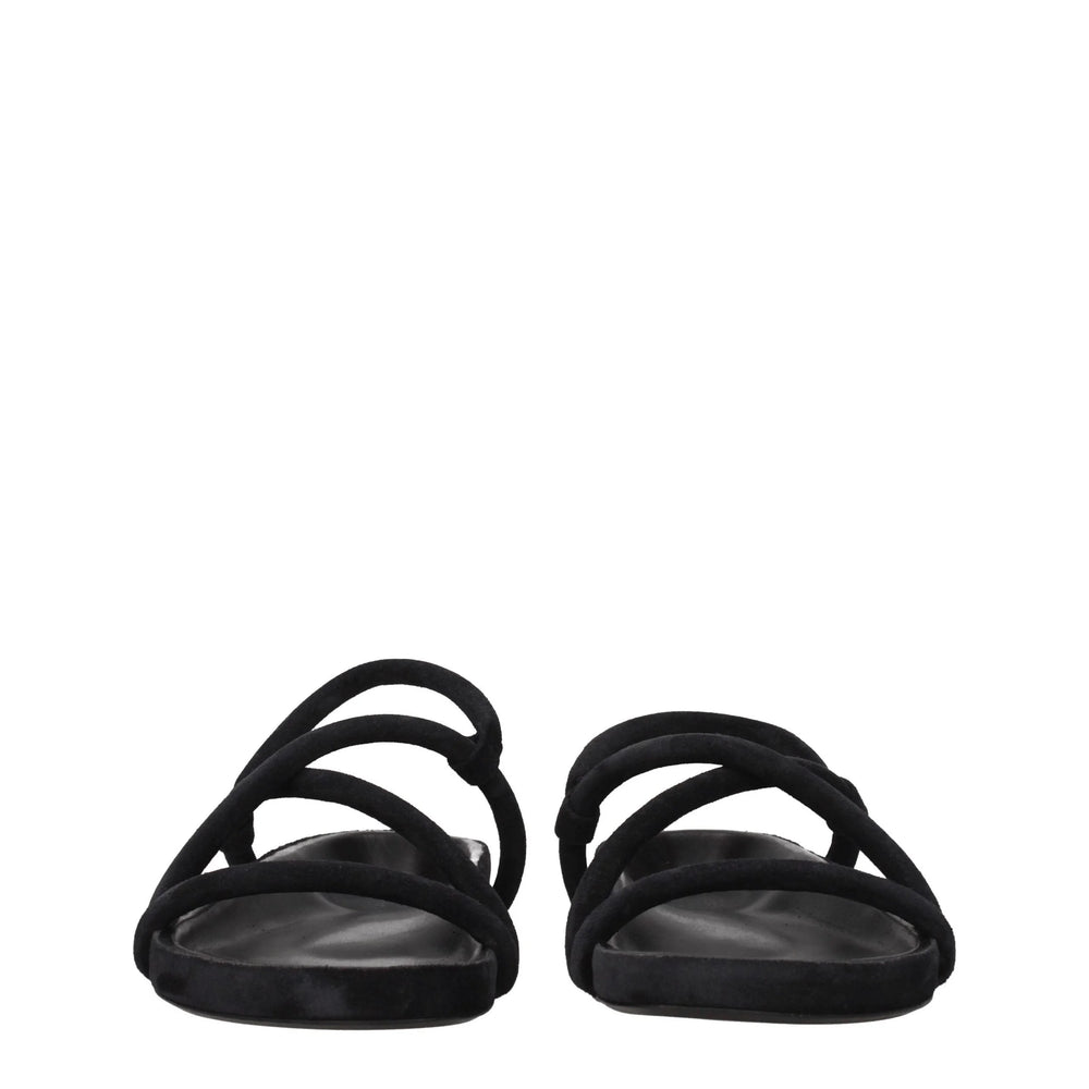 Isabel Marant Black Leather Flat Sandals - EU41/US8