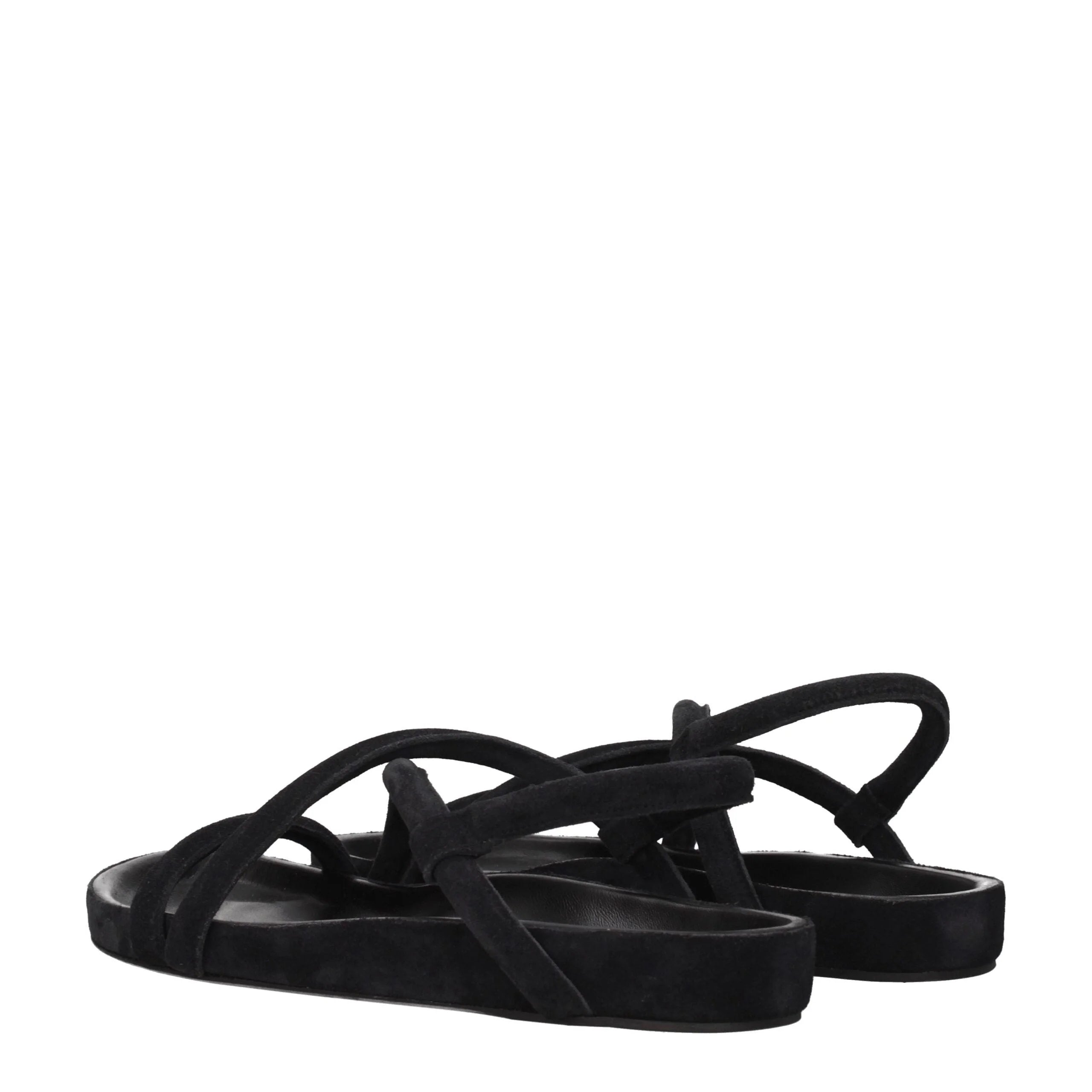 Isabel Marant Black Leather Flat Sandals - EU41/US8