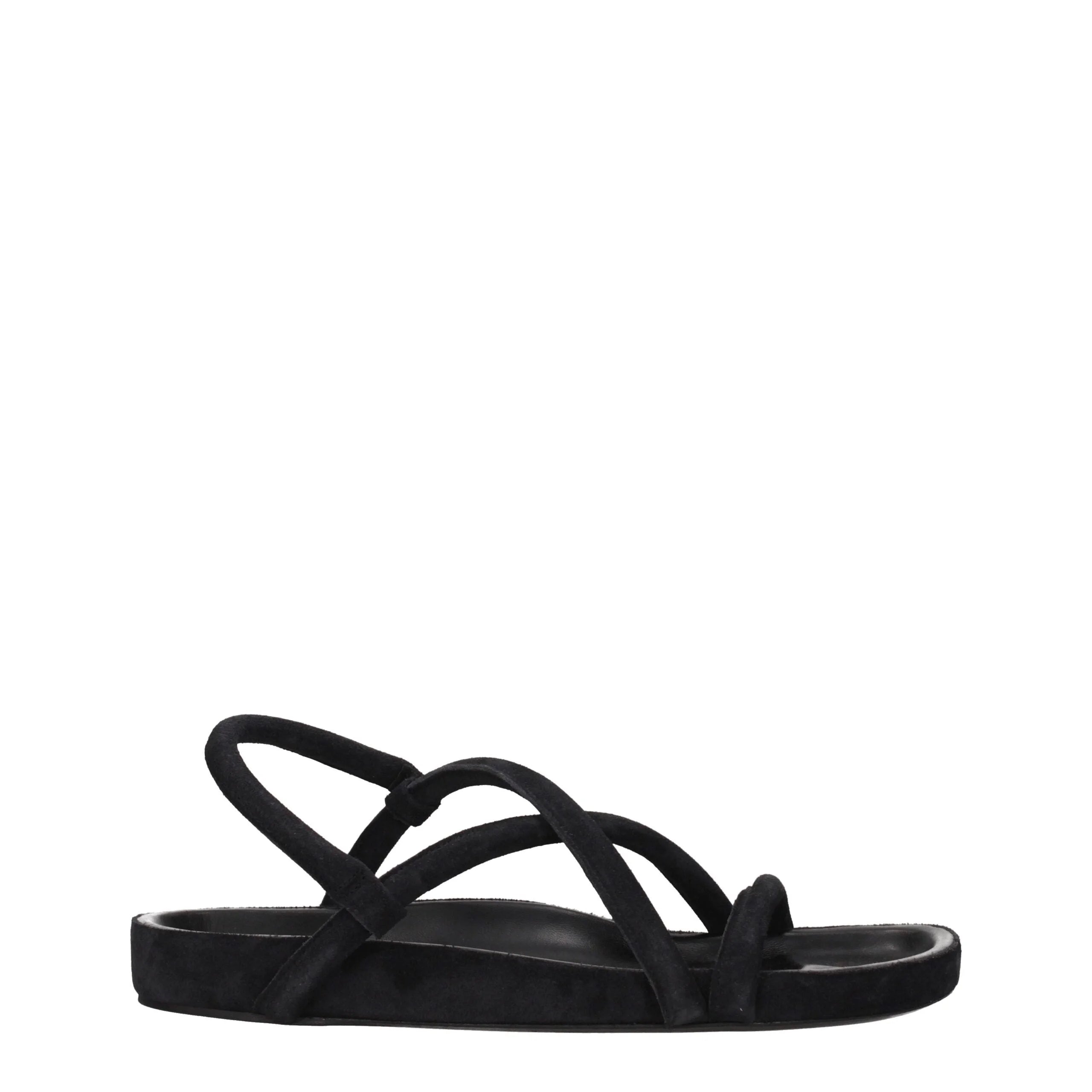 Isabel Marant Black Leather Flat Sandals - EU41/US8