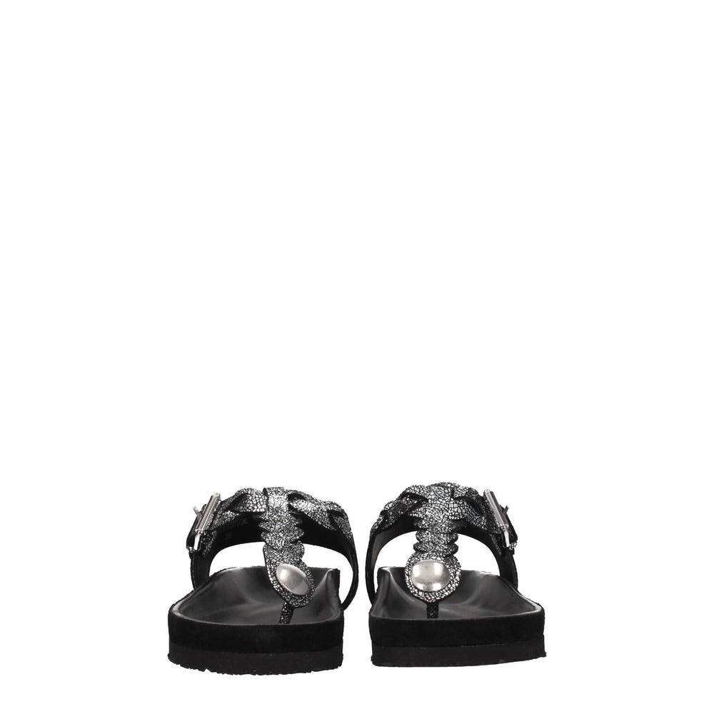 Isabel Marant Black Leather Flip-Flop Sandals